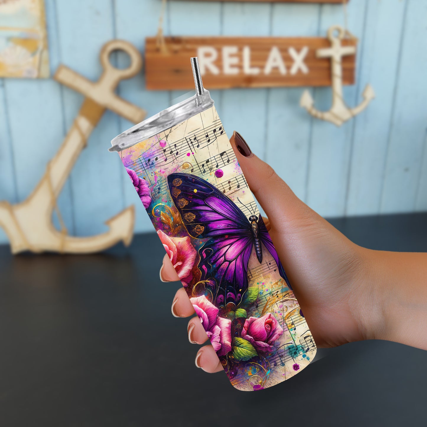 Tumbler Schmetterling 20oz 590ml Edelstahlbecher