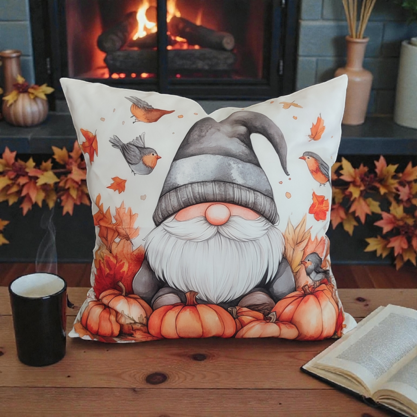 Wichtel Sofa Kissen Gnom grau