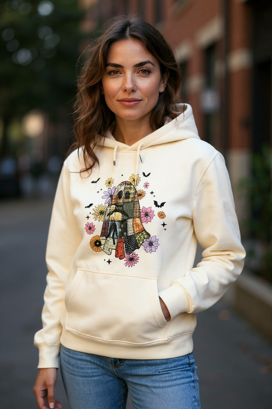 Patchwork Geist Premium Hoodie mit Tasche