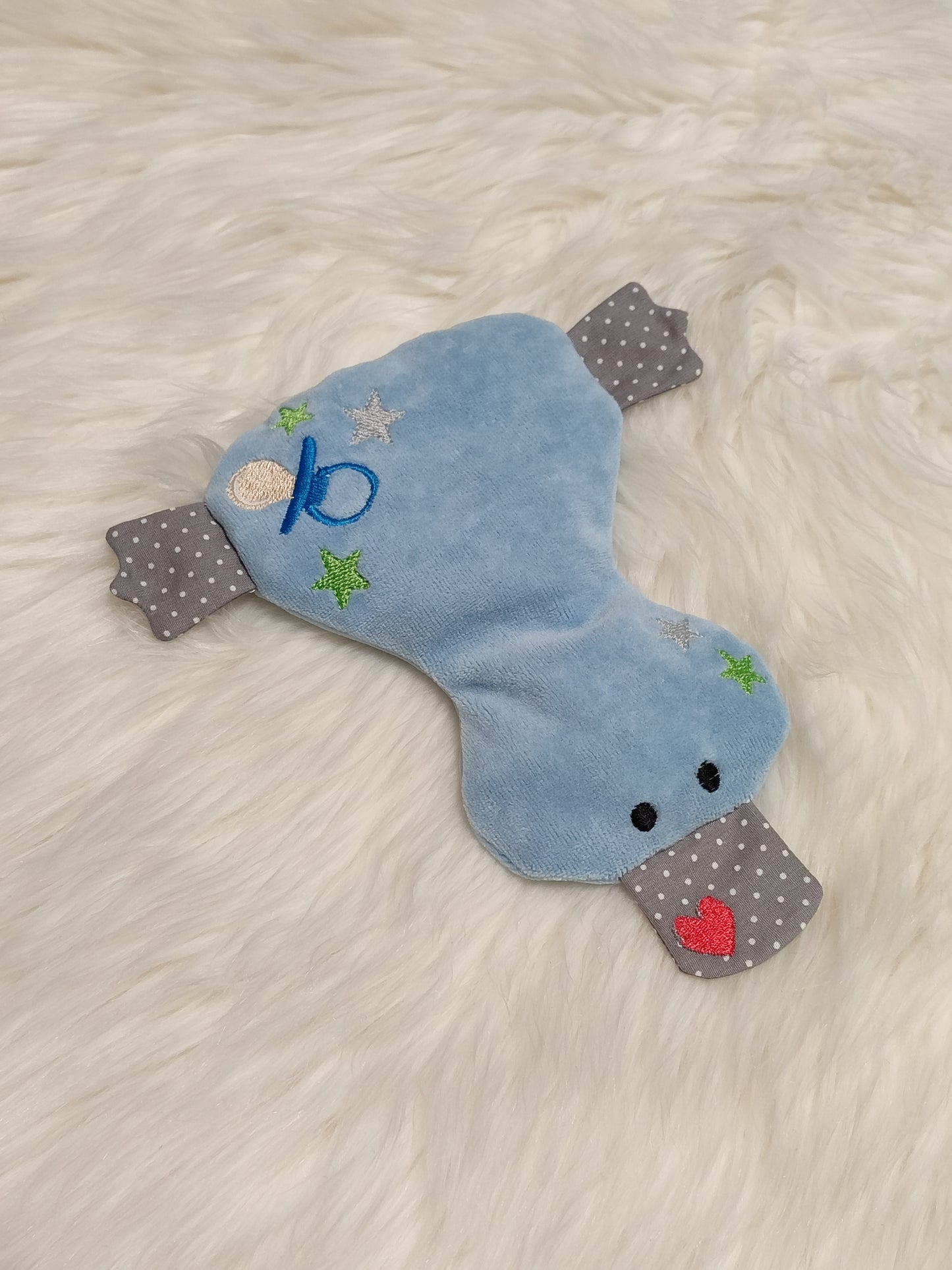 Ente Kirschkernkissen blau Motiv Schnuller