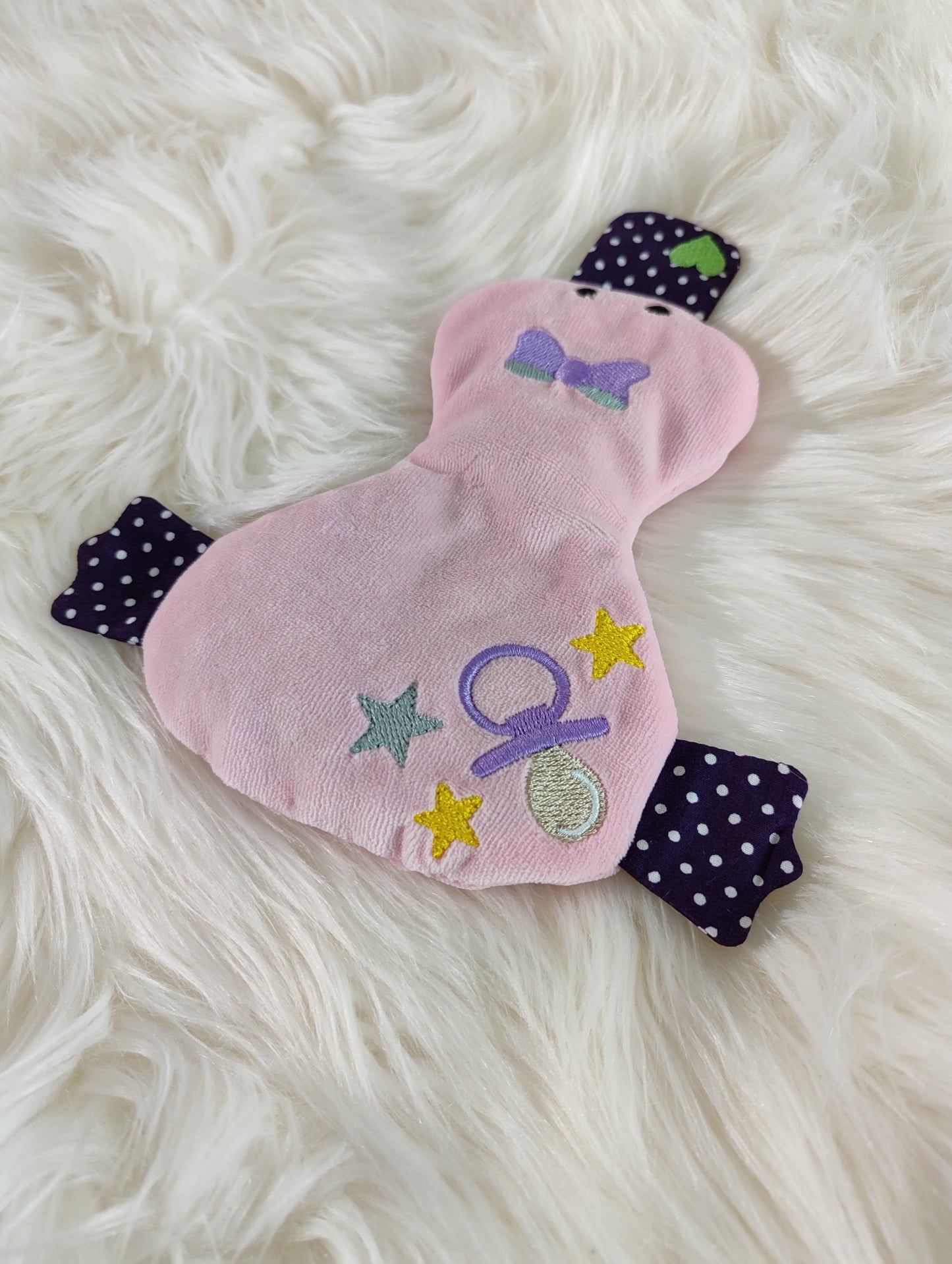 Ente Kirschkernkissen rosa Motiv Schnuller