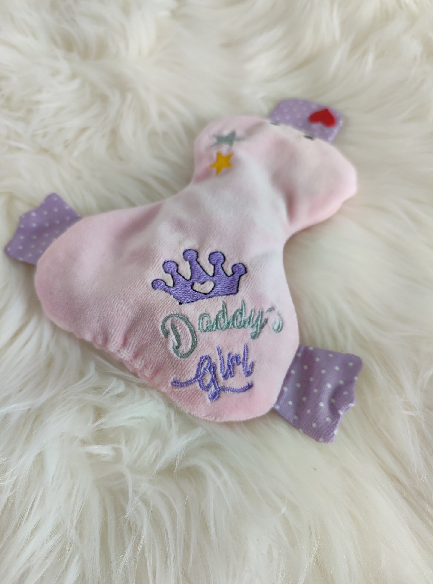 Ente Kirschkernkissen Motiv Krone Daddys Girl rosa