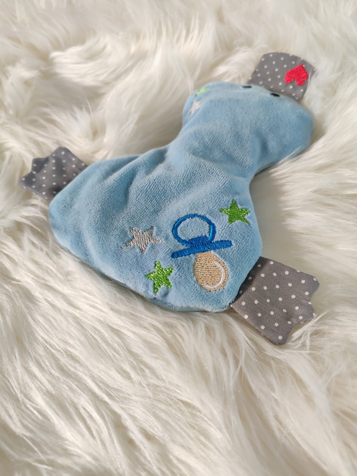 Ente Kirschkernkissen blau Motiv Schnuller