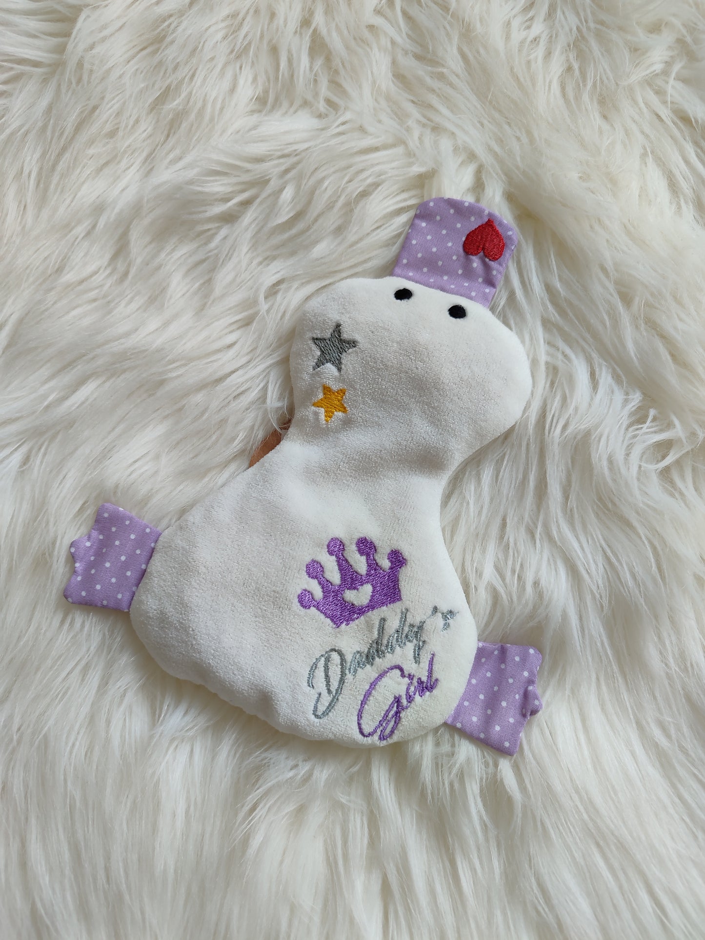 Ente Kirschkernkissen Motiv Krone Daddys Girl weiß