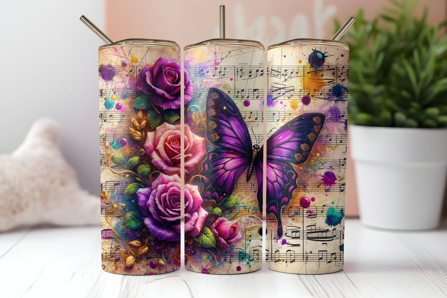 Tumbler Schmetterling 20oz 590ml Edelstahlbecher