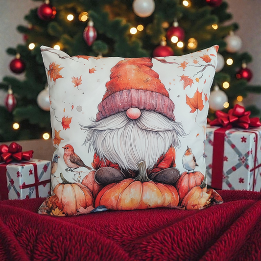 Wichtel Sofa Kissen Gnom orange mit Kürbis