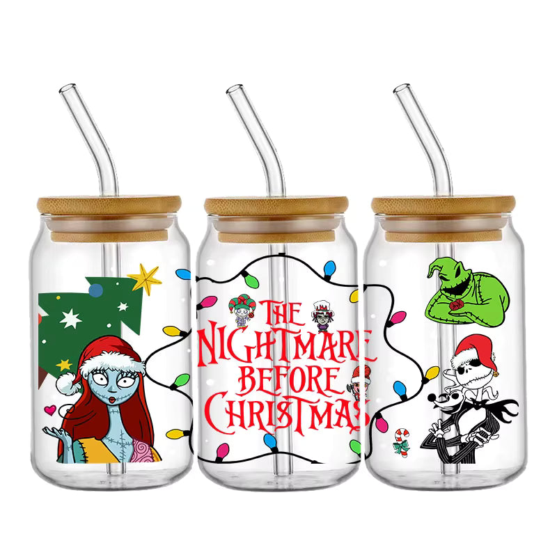 Jack Sally 16oz UV DTF Glas Sticker Wasserfest