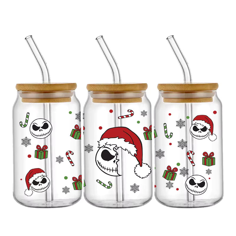 Jack Sally 16oz UV DTF Glas Sticker Wasserfest