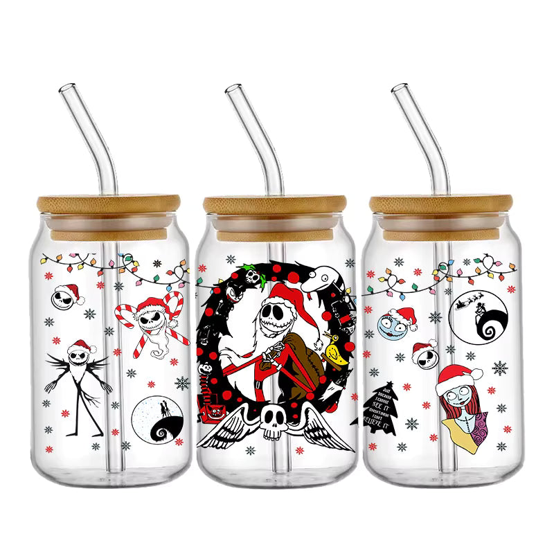 Jack Sally 16oz UV DTF Glas Sticker Wasserfest