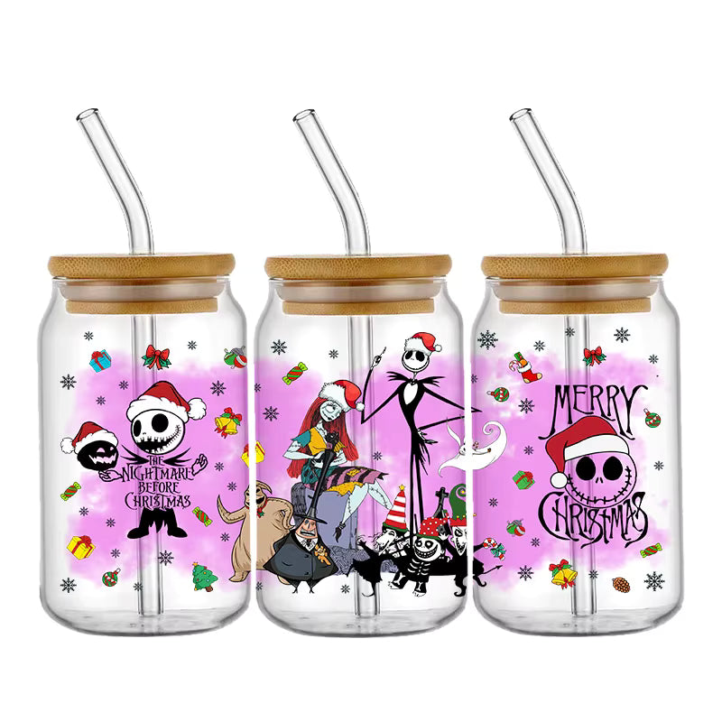 Jack Sally 16oz UV DTF Glas Sticker Wasserfest