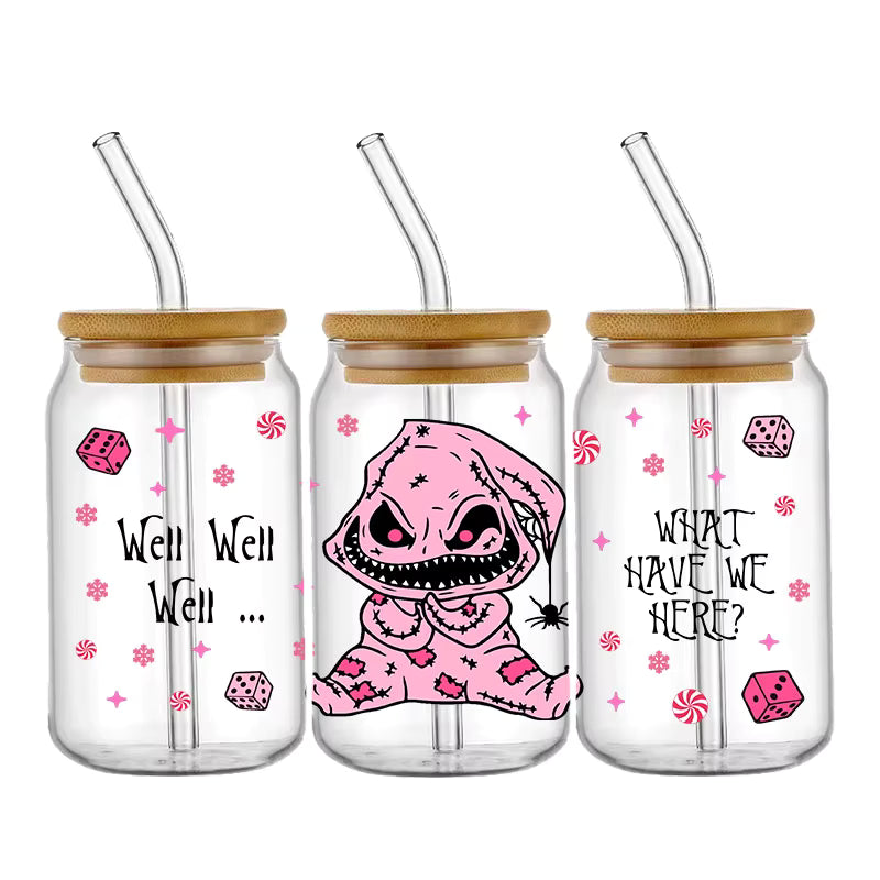 Jack Sally 16oz UV DTF Glas Sticker Wasserfest