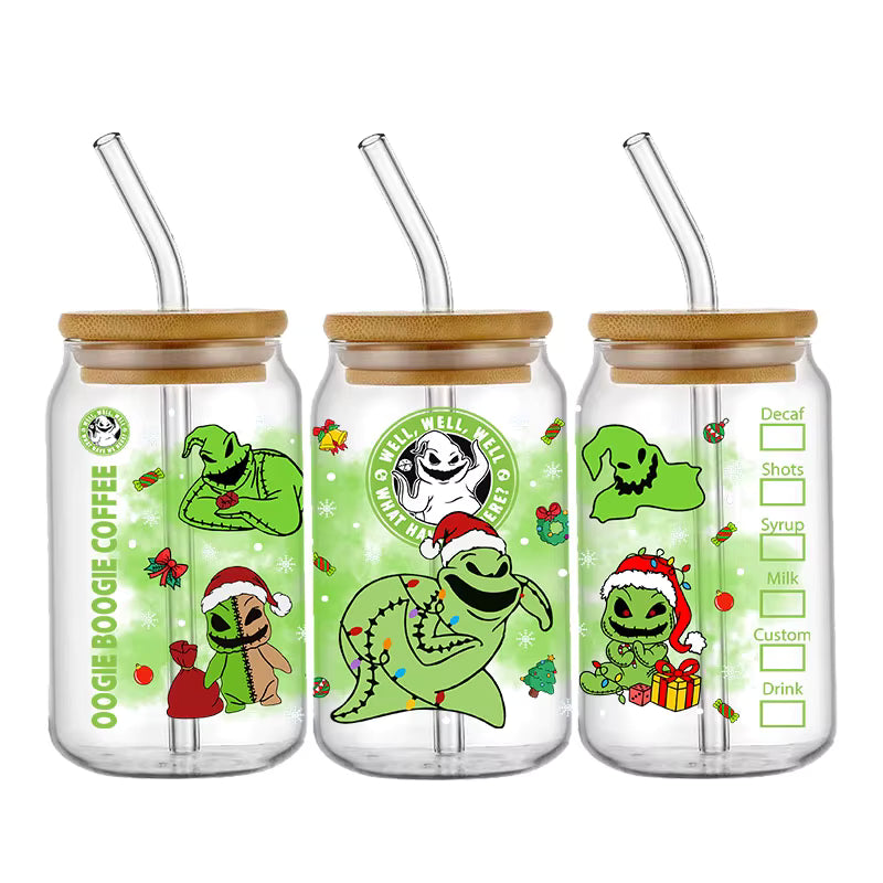 Jack Sally 16oz UV DTF Glas Sticker Wasserfest