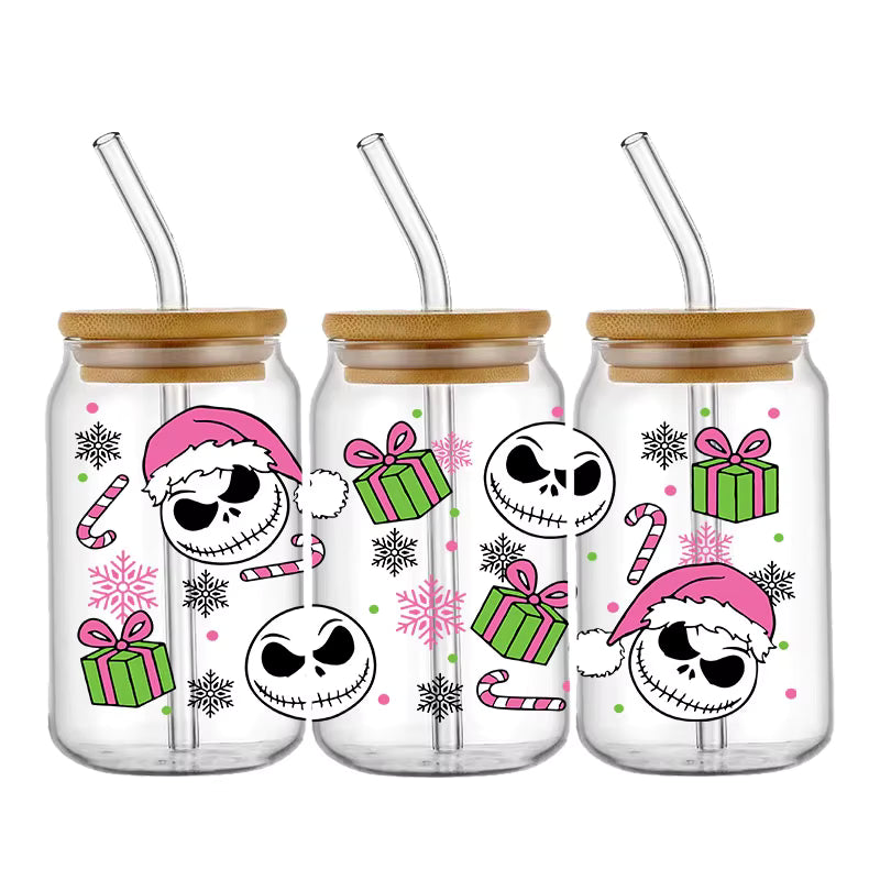 Jack Sally 16oz UV DTF Glas Sticker Wasserfest