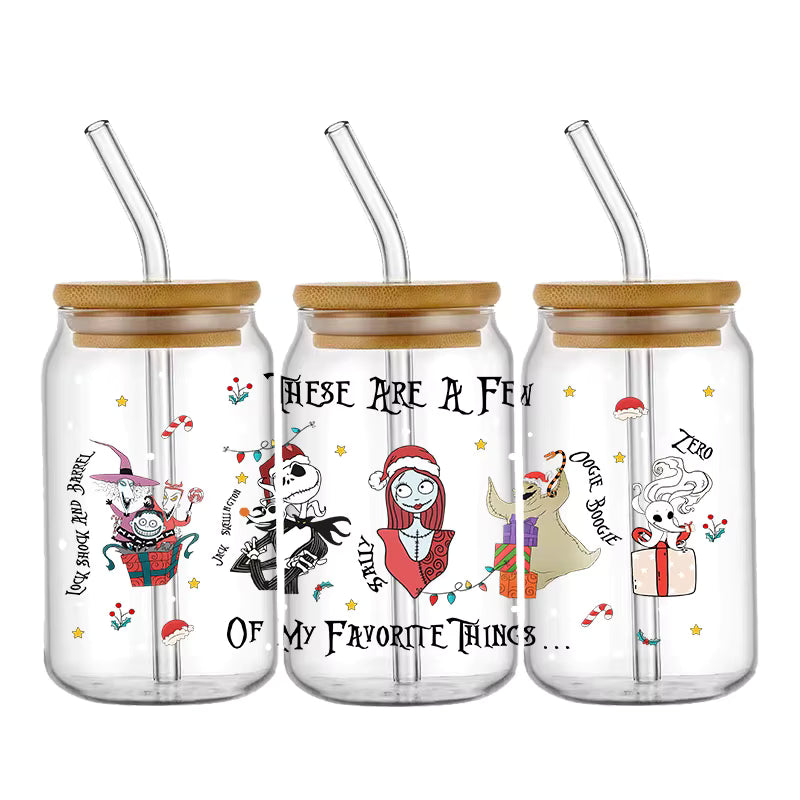 Jack Sally 16oz UV DTF Glas Sticker Wasserfest