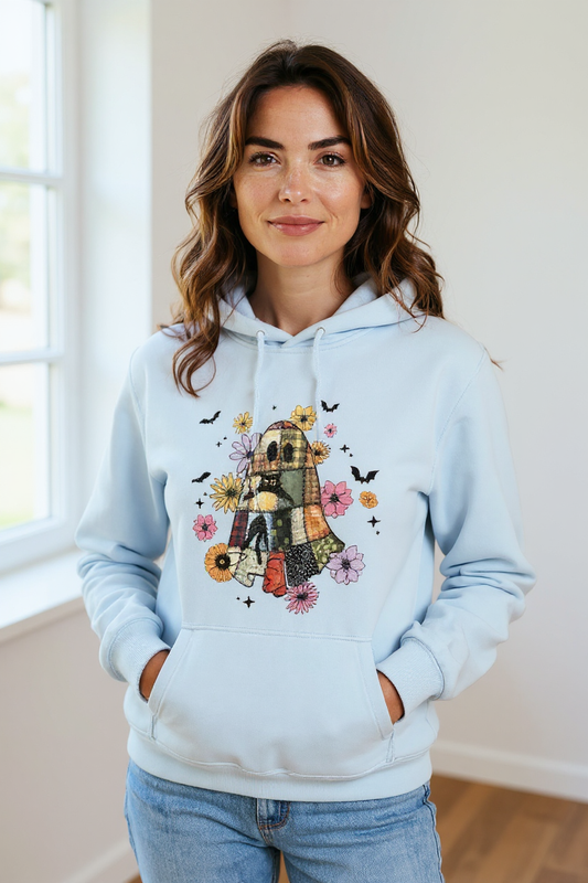 Patchwork Geist Premium Hoodie mit Tasche