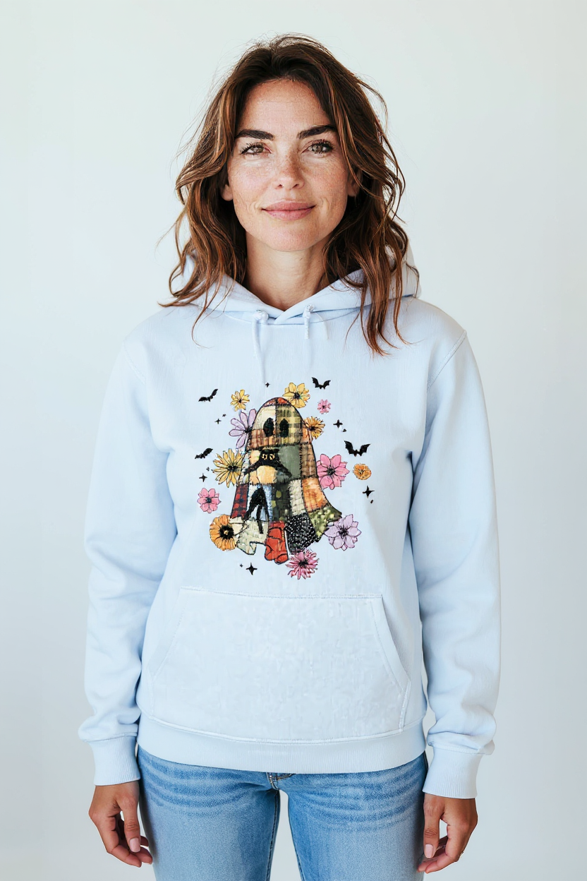 Patchwork Geist Premium Hoodie mit Tasche