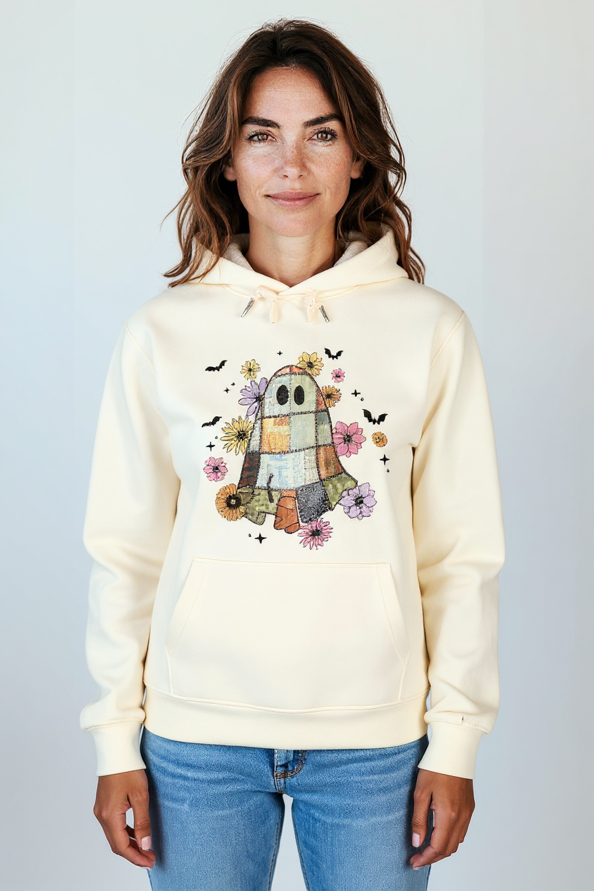Patchwork Geist Premium Hoodie mit Tasche